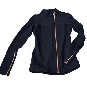 Womens Moto Style Jacket Navy Blue – THE BASE Lightweight Zip
